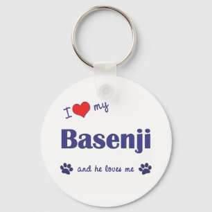 Porte-clés J'aime mon Basenji (le chien masculin)