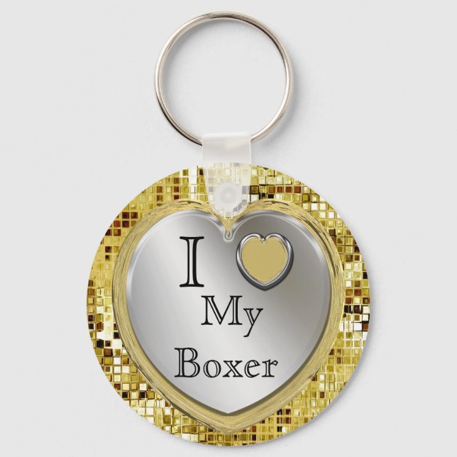 Porte-clés J'Aime Mon Boxer Ou ? Chaîne cardiaque (Recto)