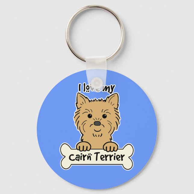 Porte-clés J'Aime Mon Cairn Terrier (Recto)