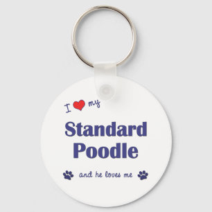 Porte-clés J'aime mon caniche standard (le chien masculin)