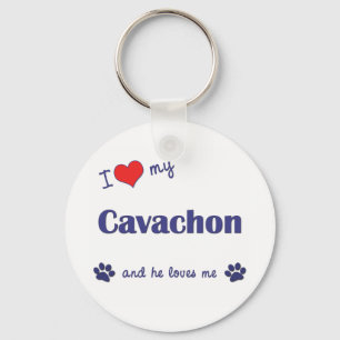 Porte-clés J'aime mon Cavachon (le chien masculin)