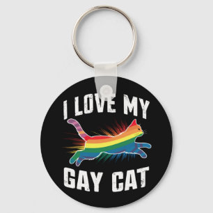 Porte-clés J'aime mon chat gay drôle arc-en-ciel fierté lgbt