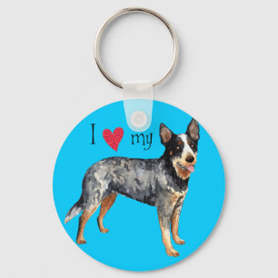 Porte-clés J'aime mon chien de bétail australien