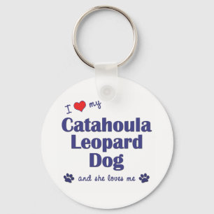Porte-clés J'aime mon chien de léopard de Catahoula (le chie