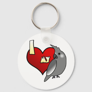 Porte-clés J'aime mon Cockatiel de Whiteface