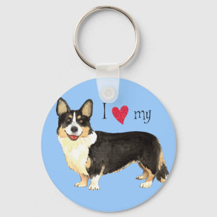 Porte-clés J'aime mon Corgi gallois Cardigan