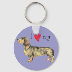 Porte-clés J'aime mon Dachshund À poils durs
