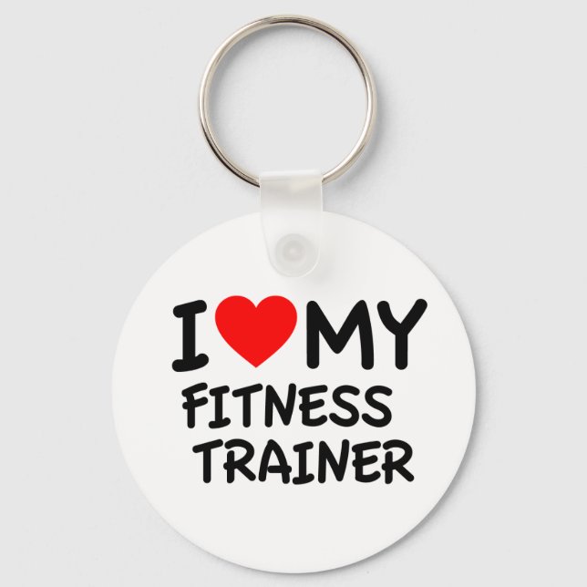 Porte-clés J'aime mon entraîneur de fitness (Recto)