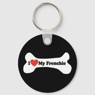 Porte-clés J'aime mon Frenchie - os de chien