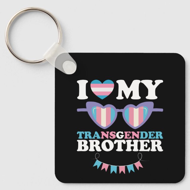 Porte-clés J'aime mon frère transgenre famille Trans LGBTQ (Recto)