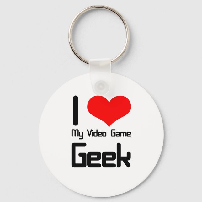 Porte-clés J'aime mon geek de jeu vidéo (Recto)