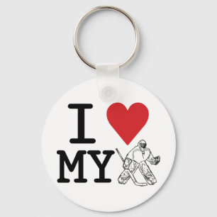 Porte-clés J'Aime Mon Goalie De Hockey