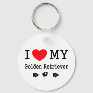Porte-clés J'aime mon golden retriever