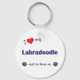 Porte-clés J'aime mon Labradoodle (le chien masculin)