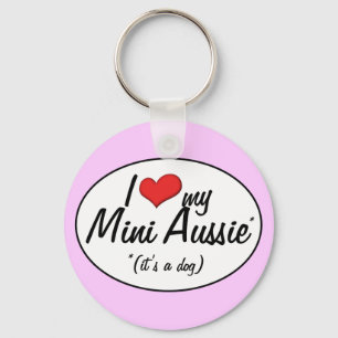 Porte-clés J'aime mon mini Australien (c'est un chien)