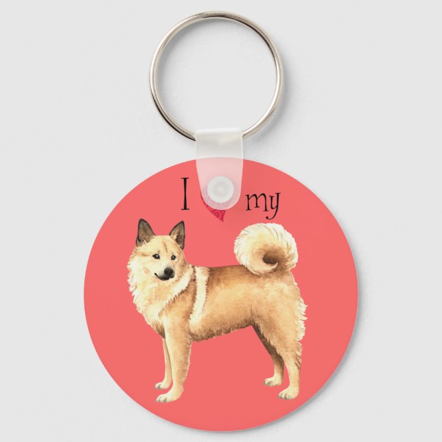 Porte-clés J'aime mon norvégien Buhund (Recto)