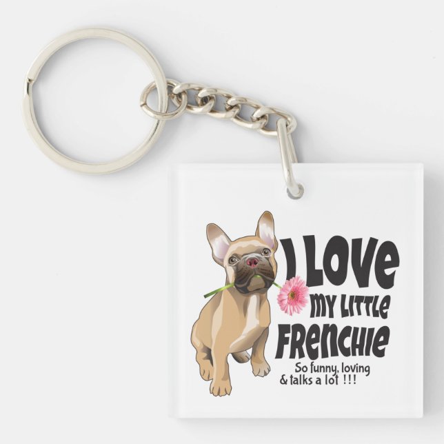 Porte-clés J'aime mon petit Français - French bulldog (Devant)