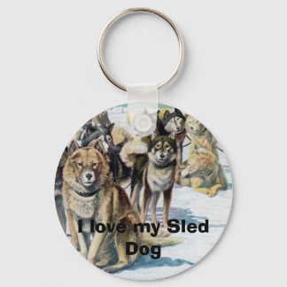 Porte-clés J'aime mon Porte - clé de chiens de traîneau