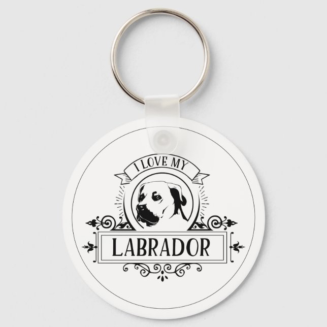 Porte-clés J'aime mon Porte - clé Labrador (Recto)