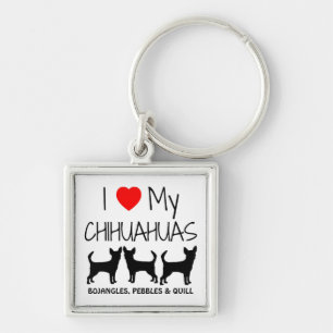 Porte-clés J'Aime Mon Porte - clé Personnalisé Trois Chihuahu
