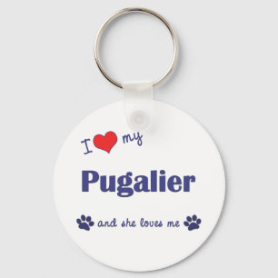 Porte-clés J'aime mon Pugalier (le chien femelle)