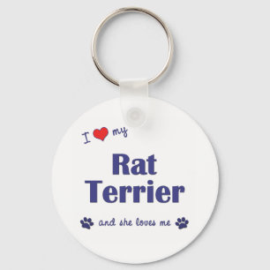 Porte-clés J'Aime Mon Rat Terrier (Chien Féminin)