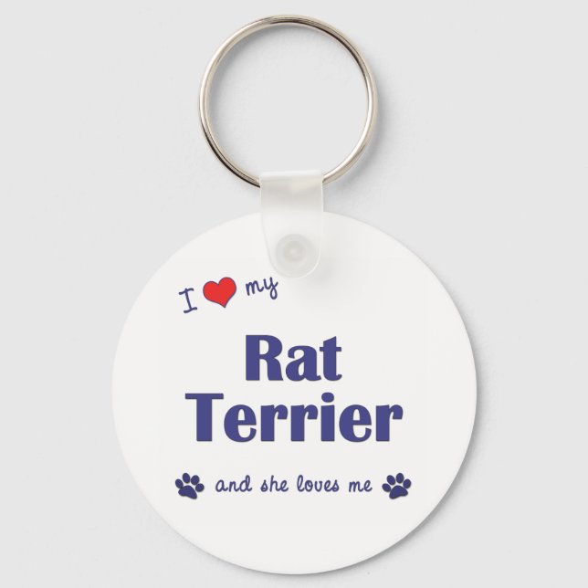 Porte-clés J'Aime Mon Rat Terrier (Chien Féminin) (Recto)