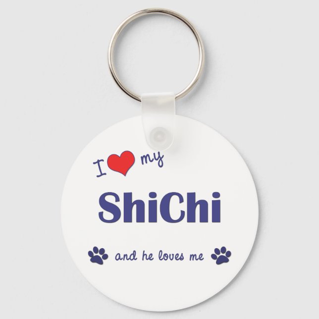 Porte-clés J'Aime Mon ShiChi (Chien Homme) (Recto)