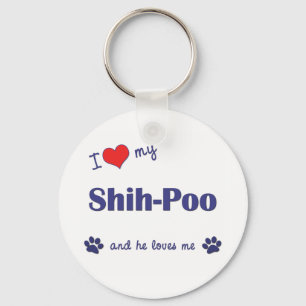 Porte-clés J'aime mon Shih-Poo (le chien masculin)