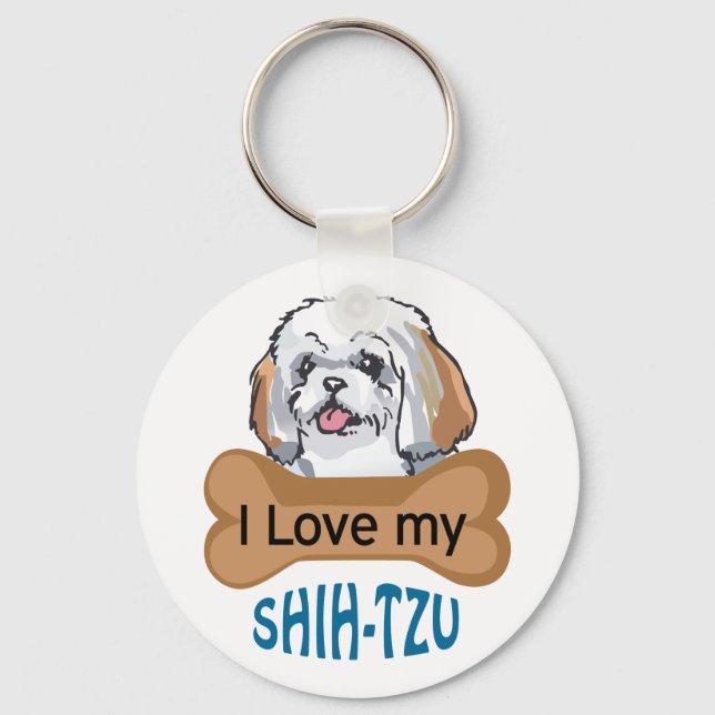 Porte-clés J'aime mon Shih Tzu (Recto)