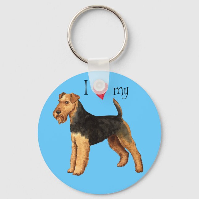 Porte-clés J'aime mon Terrier gallois (Recto)