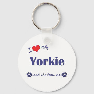 Porte-clés J'aime mon Yorkie (le chien femelle)
