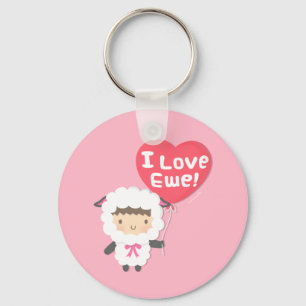Porte-clés J'aime Mouton Mignon Pun Humour Moutons