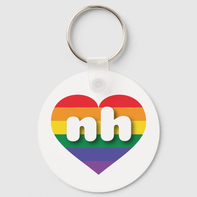 Porte-clés J'aime New Hampshire Gay pride Rainbow Heart (Recto)