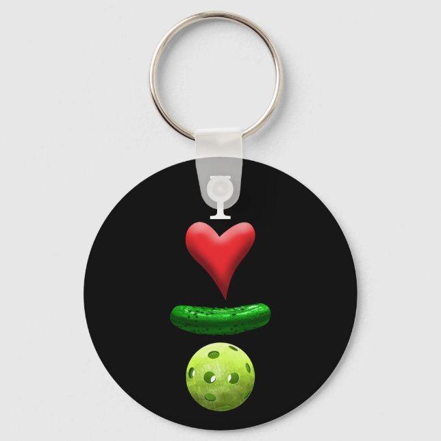 Porte-clés J'aime Pickleball - Noir (Recto)