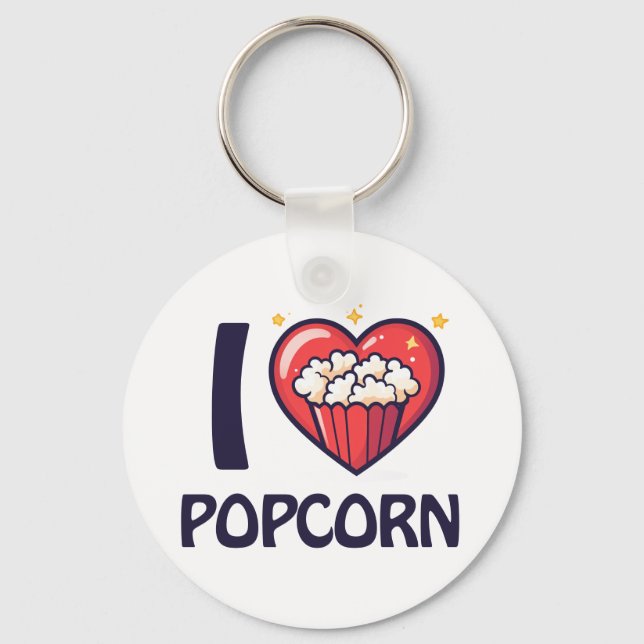 Porte-clés J'aime Popcorn (Recto)