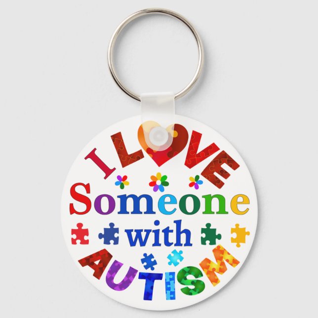 Porte-clés J'aime quelqu'un avec AUTISM (Recto)