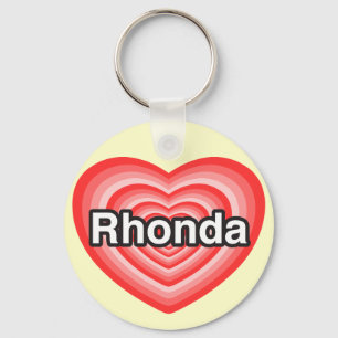 Porte-clés J'aime Rhonda. Je t'aime Rhonda. Coeur