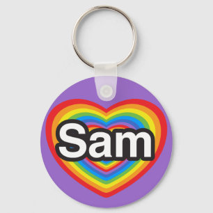 Porte-clés J'aime Sam. Je t'aime Sam. Cœur