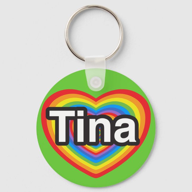 Porte-clés J'aime Tina. Je t'aime Tina. Cœur (Recto)