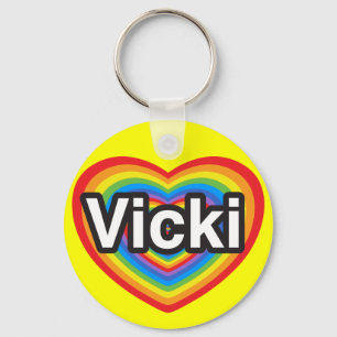 Porte-clés J'aime Vicki. Je t'aime Vicki. Coeur