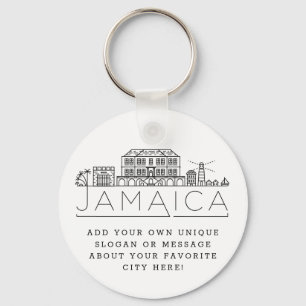 Porte-clés Jamaica Stylisated Skyline Custom Slogan