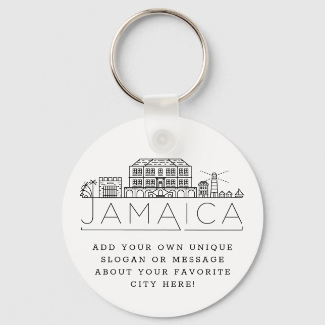 Porte-clés Jamaica Stylisated Skyline| Custom Slogan (Recto)
