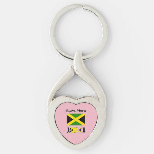Porte-clés Jamaïque et drapeau jamaïcain avec votre nom