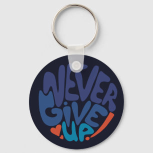 Porte-clés Jamais renoncer - Bleu et rouge Anniversaire noir