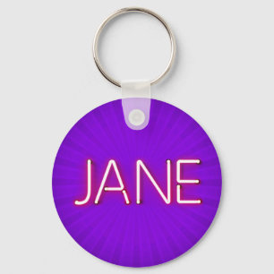 Porte-clés Jane Nom dans les lumières brillantes du néon