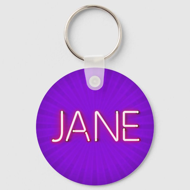 Porte-clés Jane Nom dans les lumières brillantes du néon (Recto)