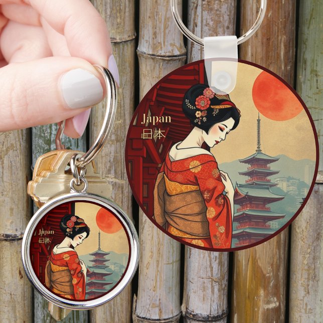 Porte-clés Japon 日 本 maiko geisha pagoda sun (Créateur téléchargé)