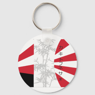 Porte-clés Japon Bambou Motif Collage Asie Fleurs