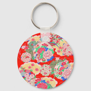 Porte-clés Japon, Sakura, Kimono, Origami, Chiyogami, Fleur,